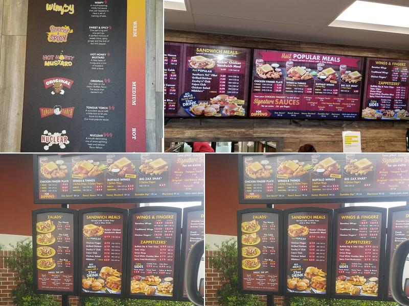 Zaxbys Chicken Fingers & Buffalo Wings Menu