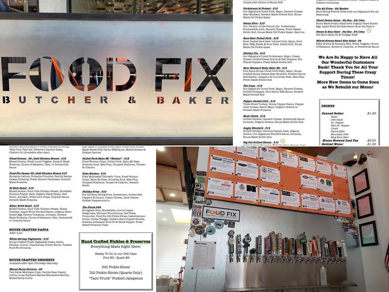 Food Fix Butcher & Baker Menu