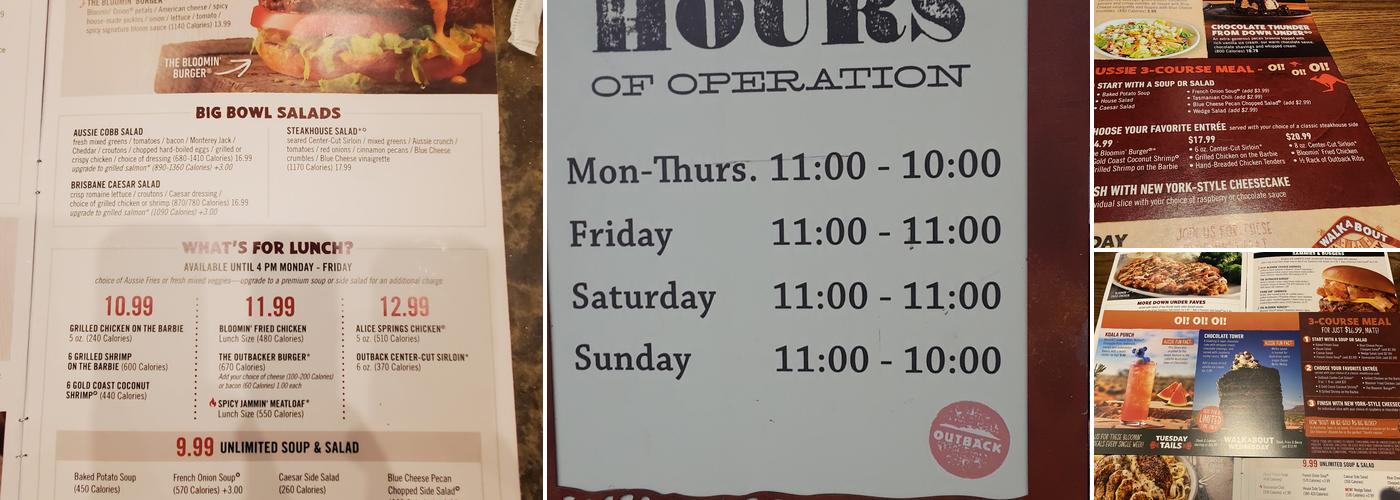 Outback Steakhouse Menu