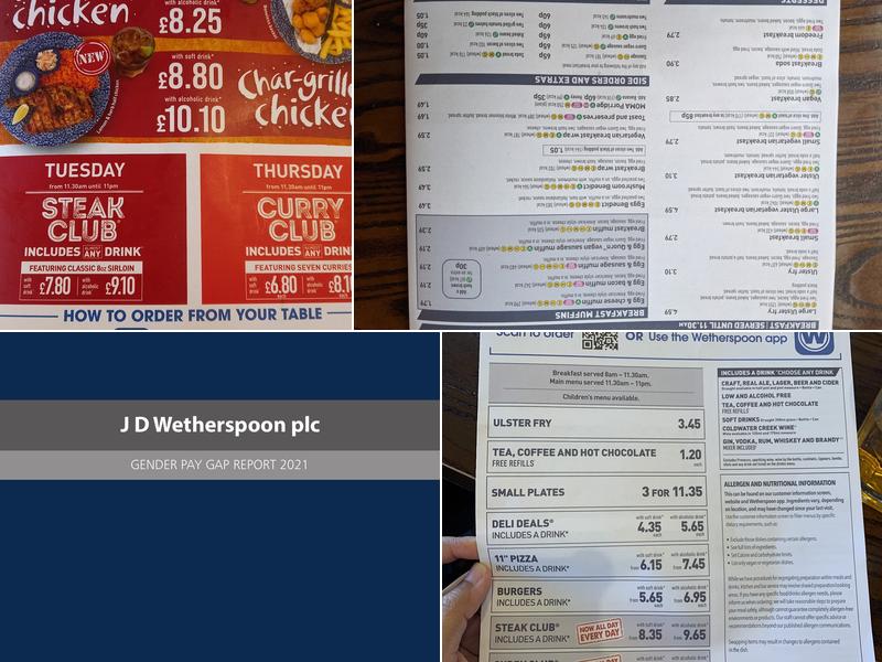 The Central Bar - JD Wetherspoon Menu