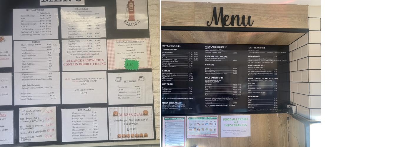 The Filling Station Sandwich Shop Menu