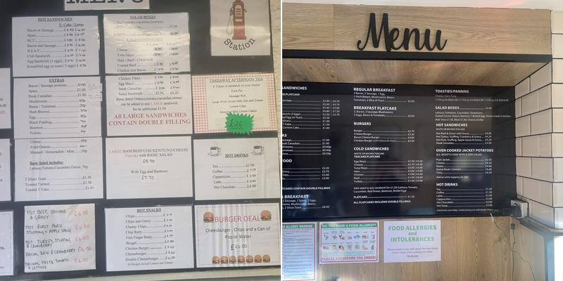 The Filling Station Sandwich Shop Menu