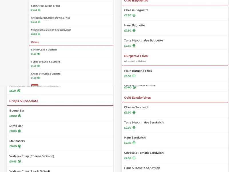 Katie’s Cafe 2 Rotherham. Menu