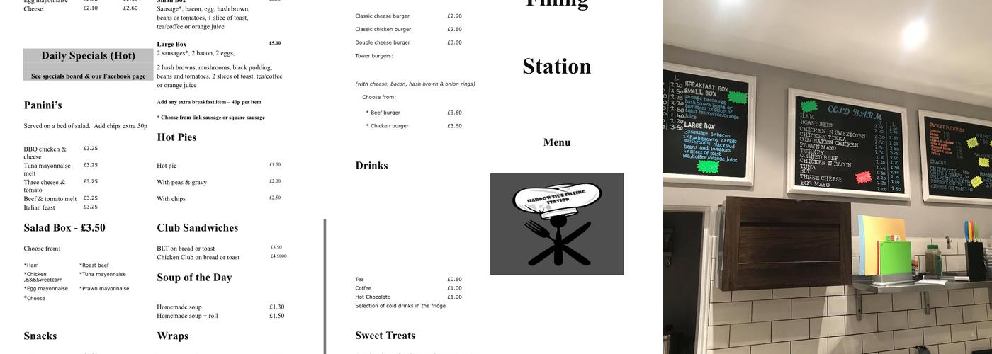 Harrowside Filling Station Menu