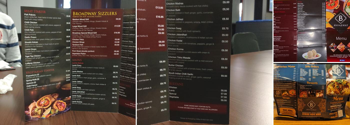 The Broadway Bar & Grill Menu