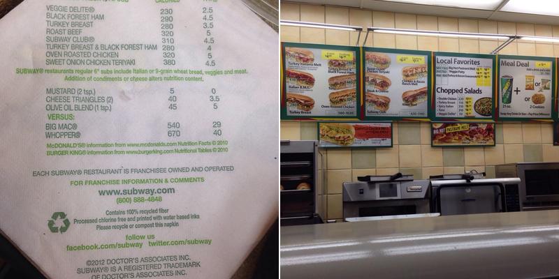 Subway Menu