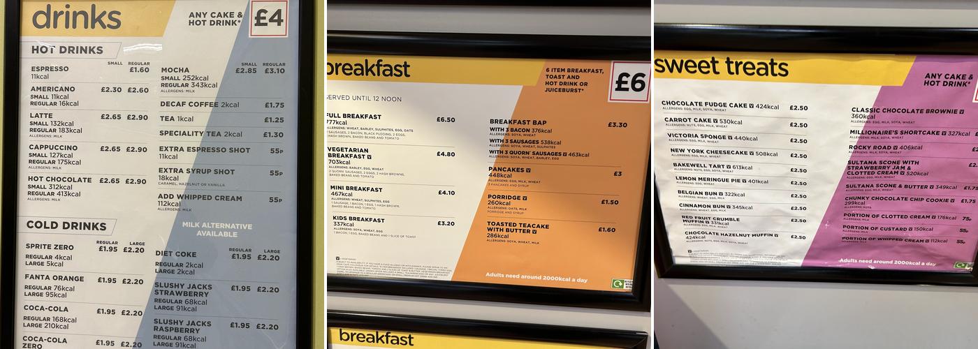 ASDA Cafe Menu