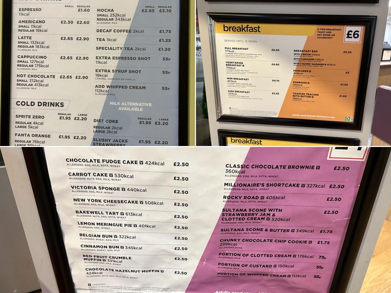 ASDA Cafe Menu