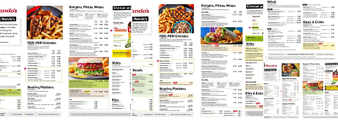 Nando's Derry Menu