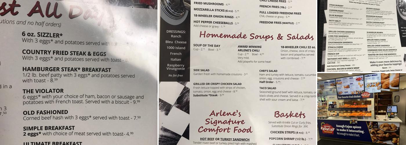 Arlene's Truck Stop Menu