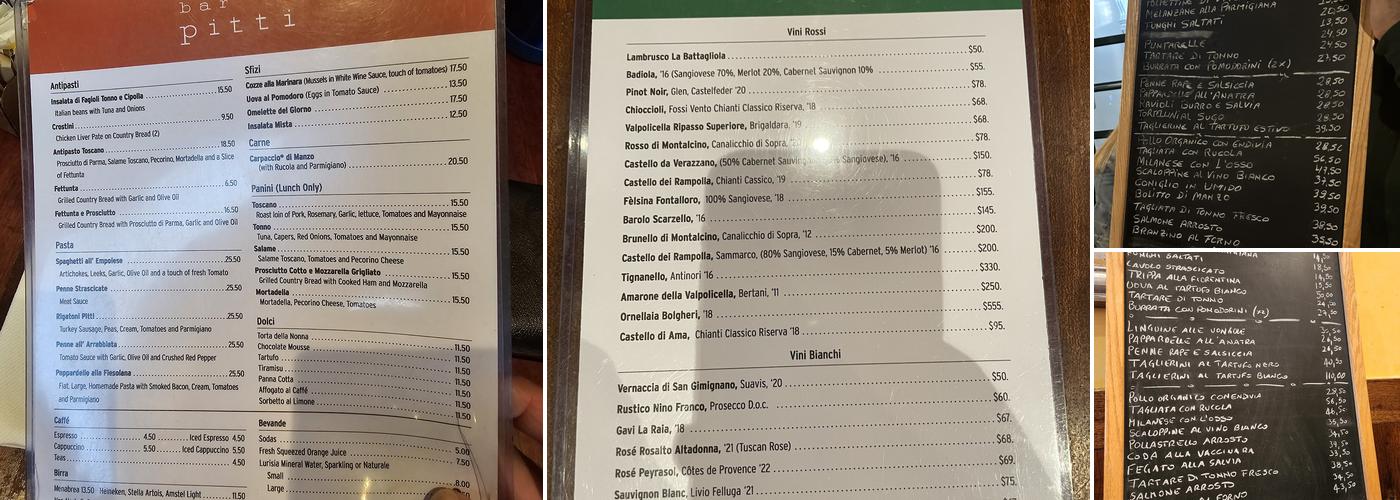 Bar Pitti Menu