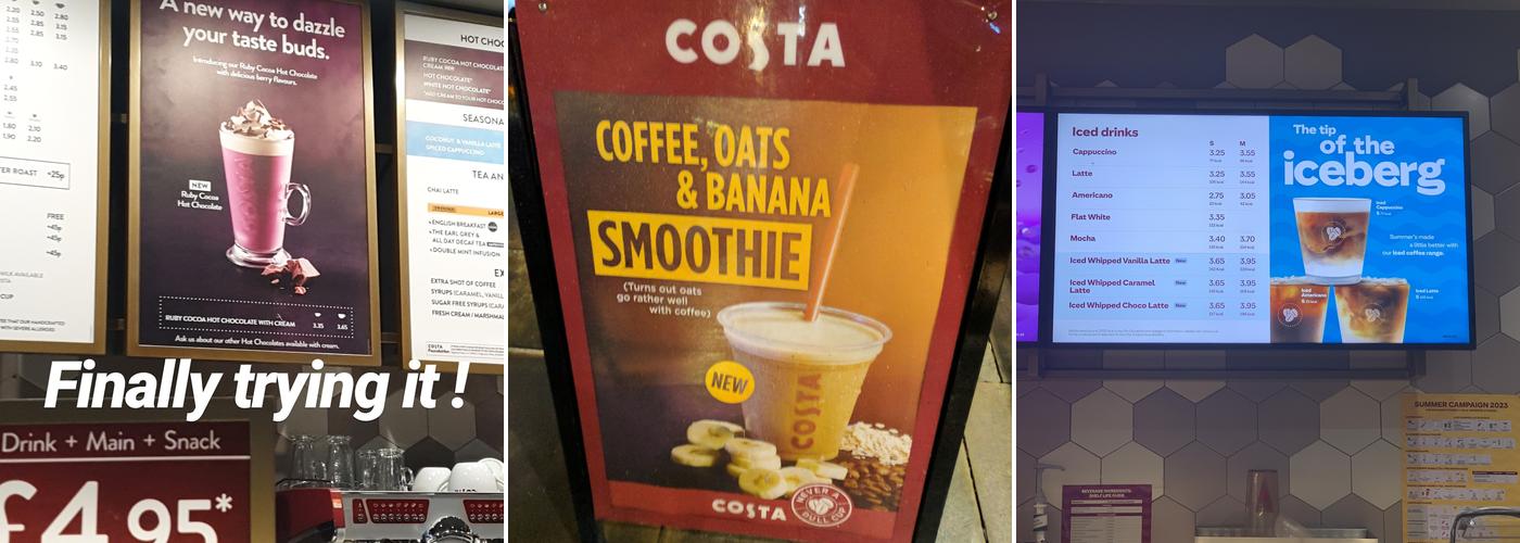 Costa Coffee Menu