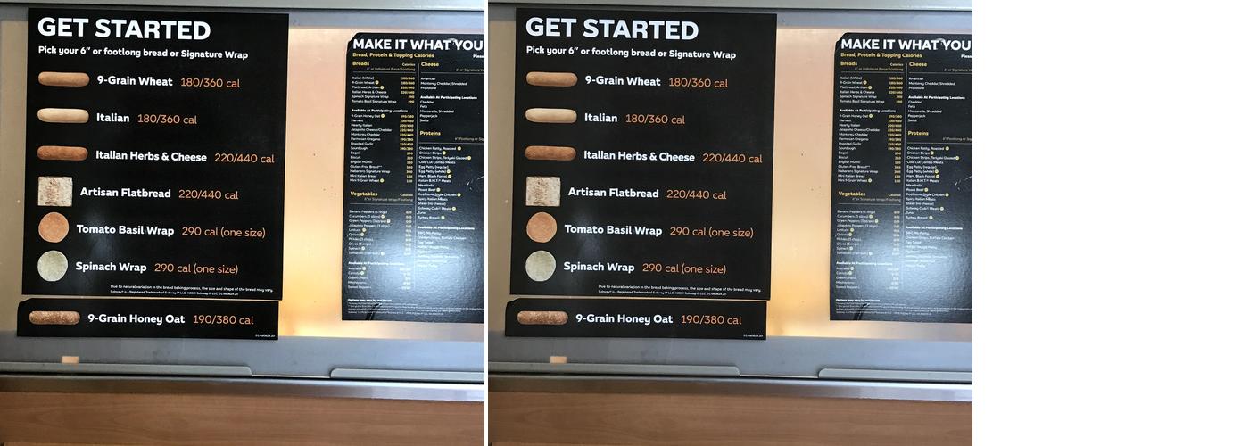 Subway Menu