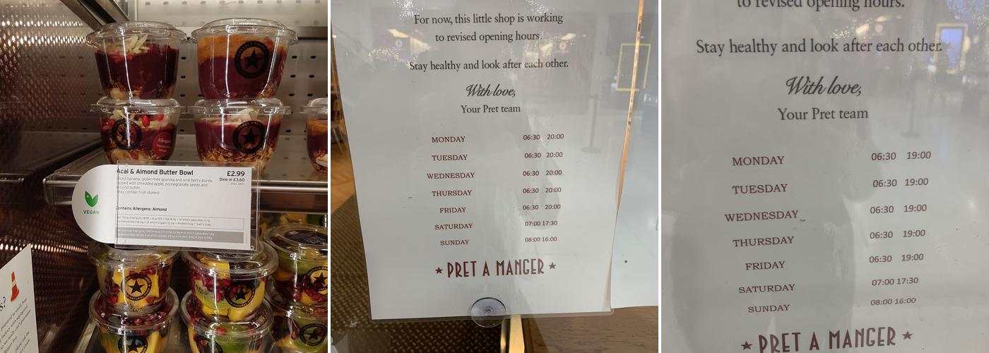 Pret A Manger Menu