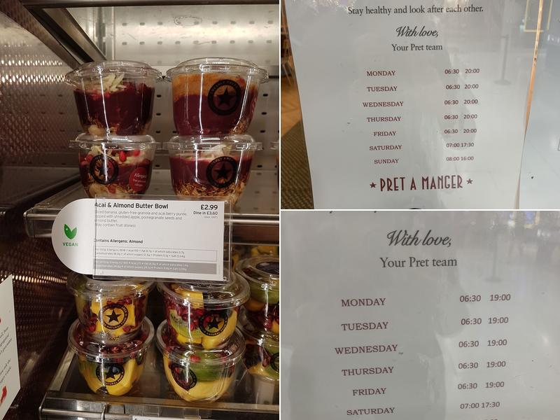 Pret A Manger Menu