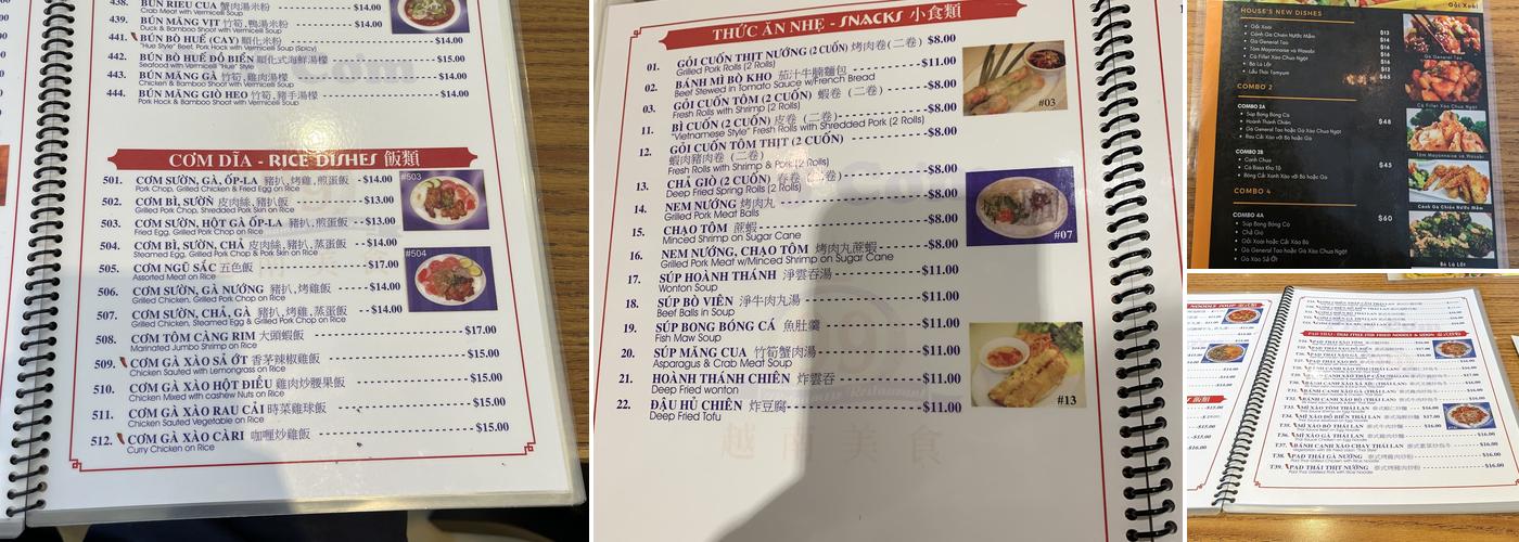 Pho-Com 99 Menu