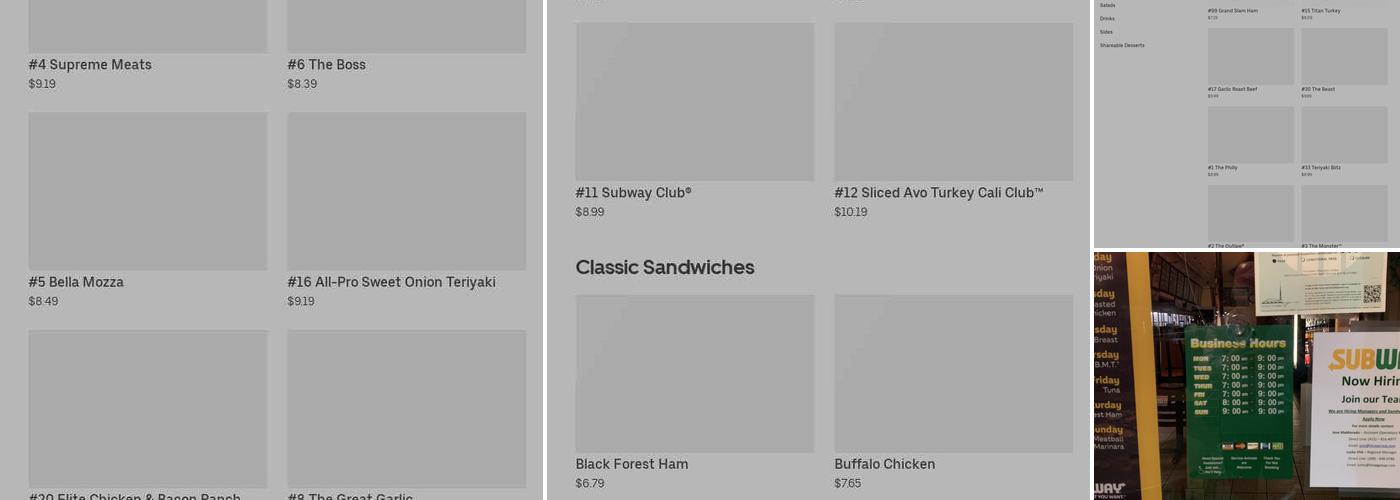 Subway Menu