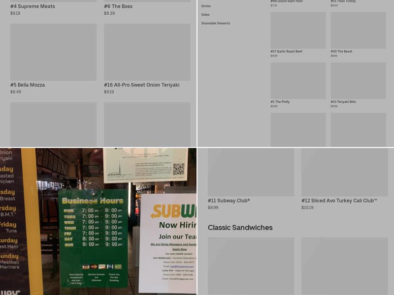 Subway Menu