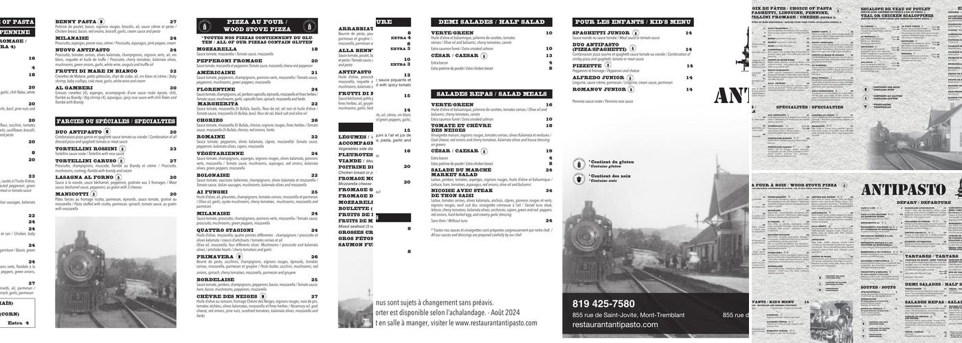 Restaurant Antipasto Menu