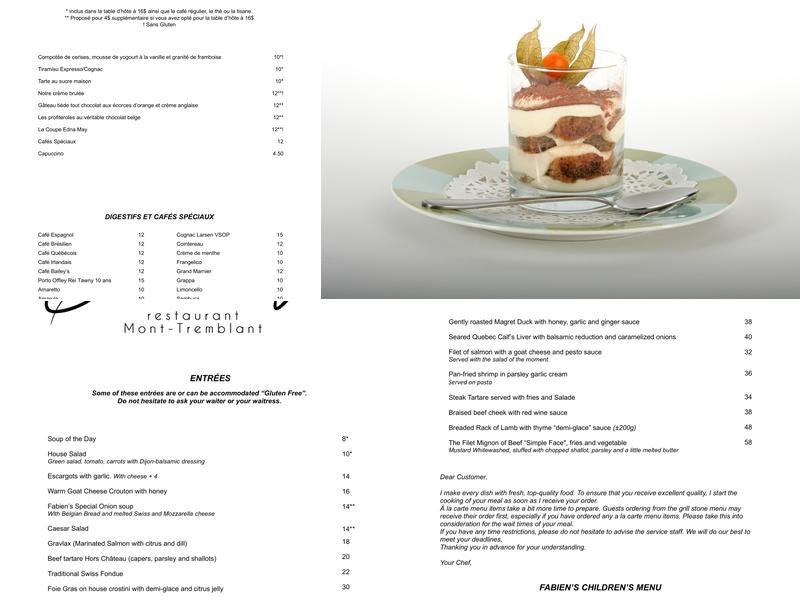 Restaurant C'est la Vie Menu