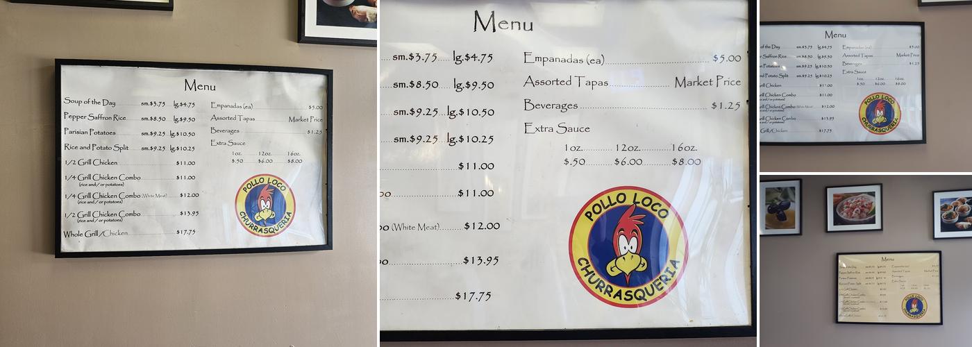 Pollo Loco Churrasqueria Menu