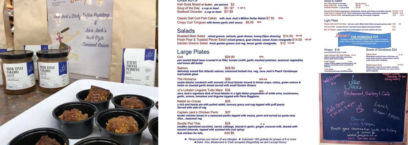 Java Jack's Restaurant & Gallery Menu