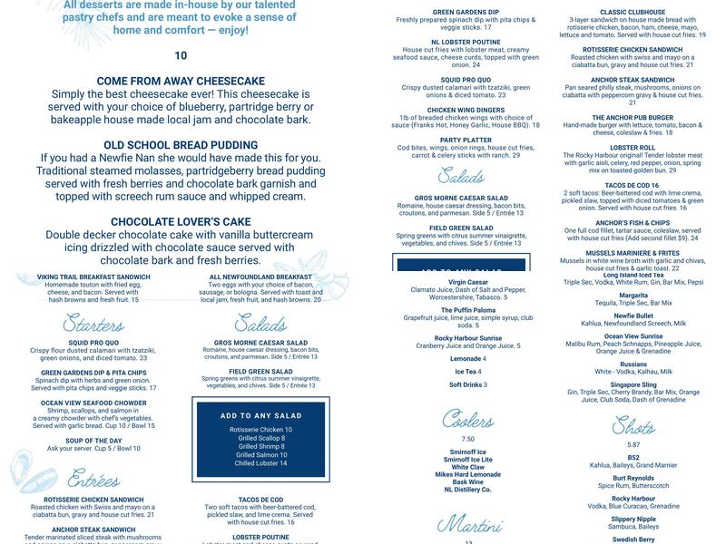 Anchor Pub Menu