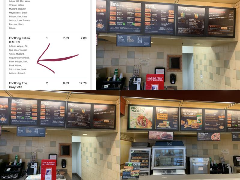 Subway Menu