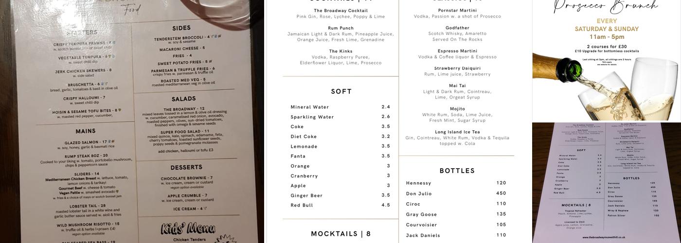 The Broadway Muswell Hill Menu