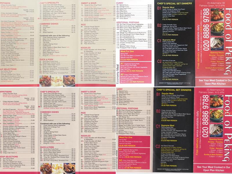 Food of Peking Menu