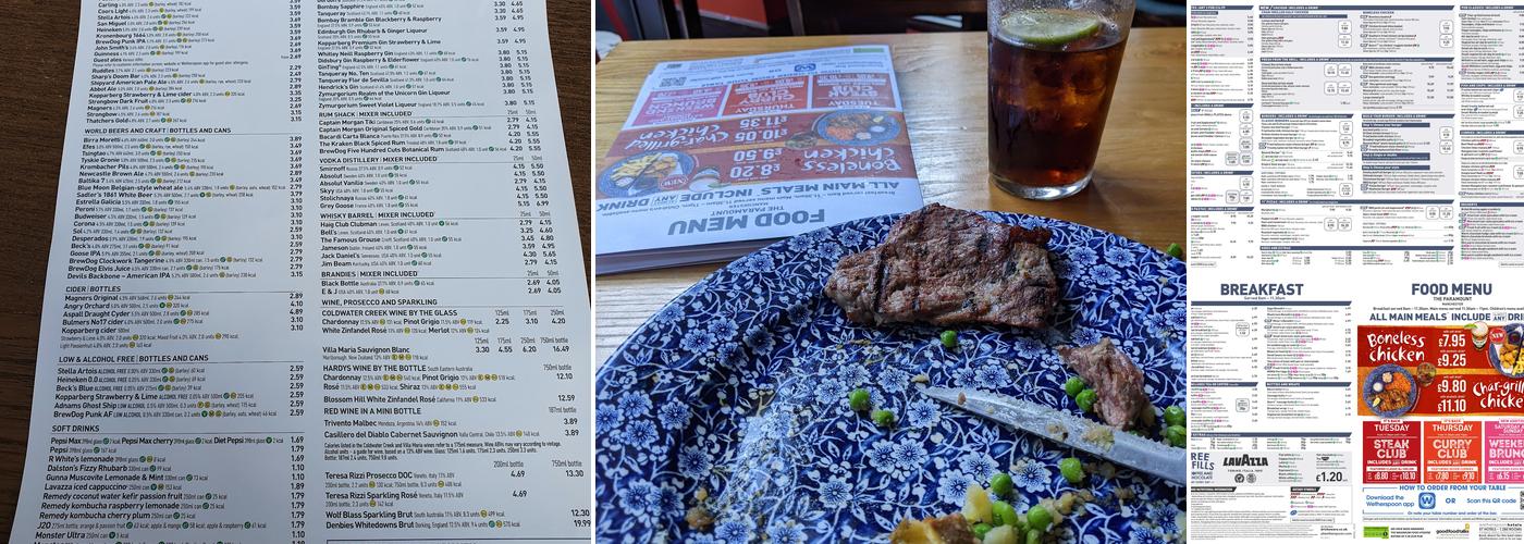 The Paramount - JD Wetherspoon Menu