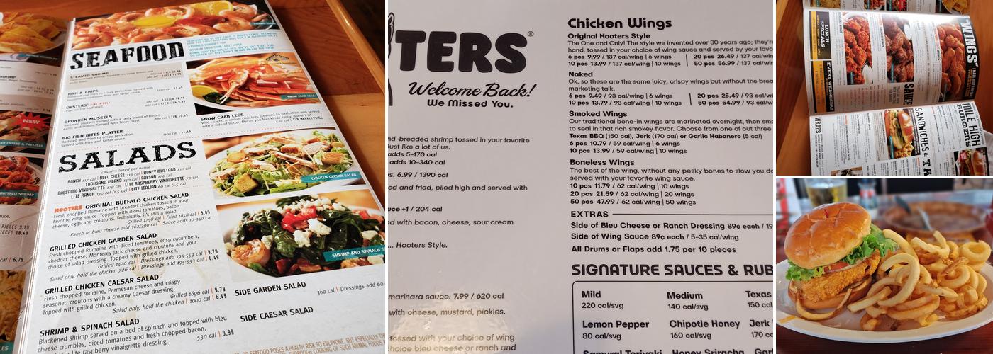 Hooters Menu