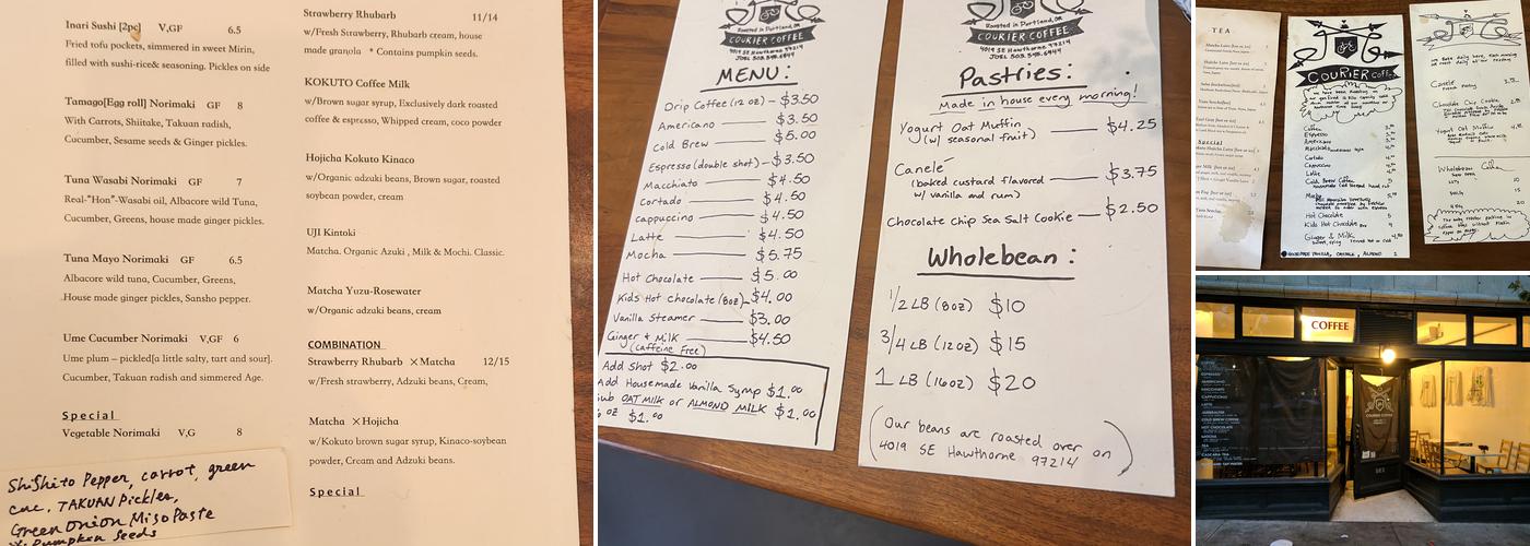 Courier Coffee Menu