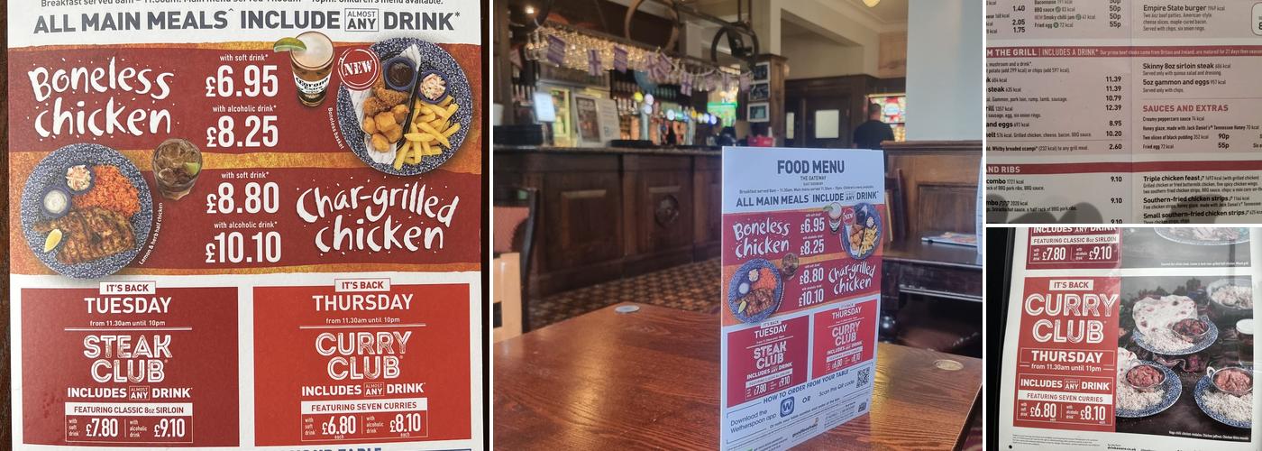 The Gateway - JD Wetherspoon Menu