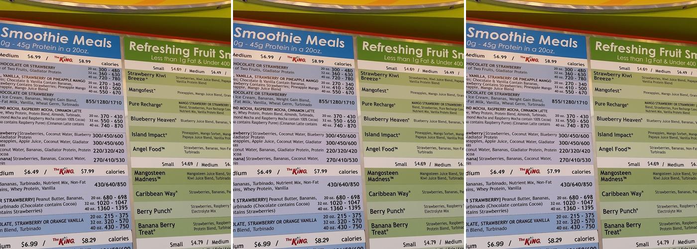 Smoothie King Menu
