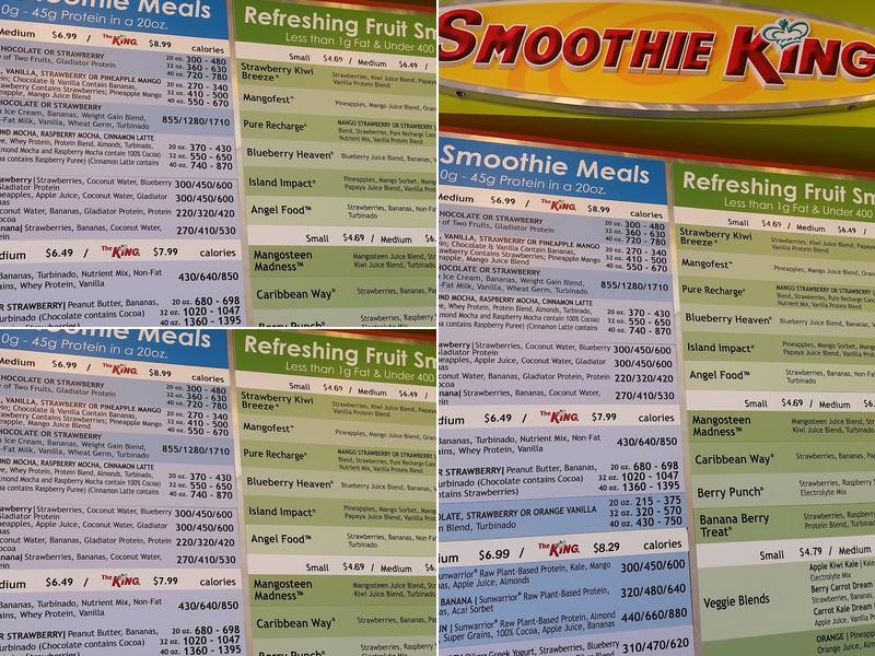 Smoothie King Menu