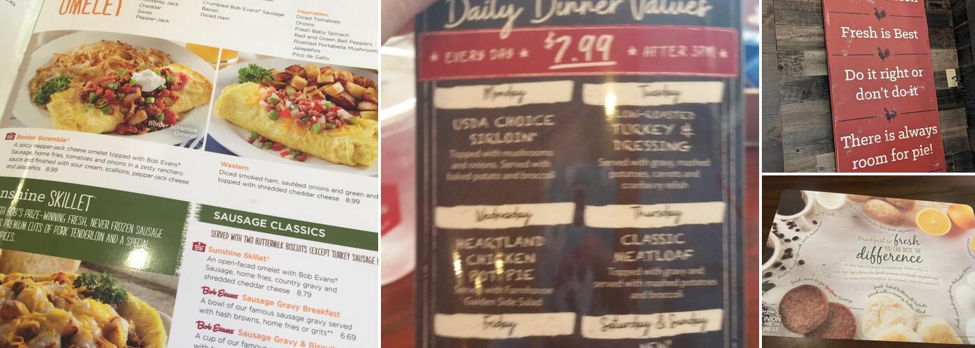 Bob Evans Menu