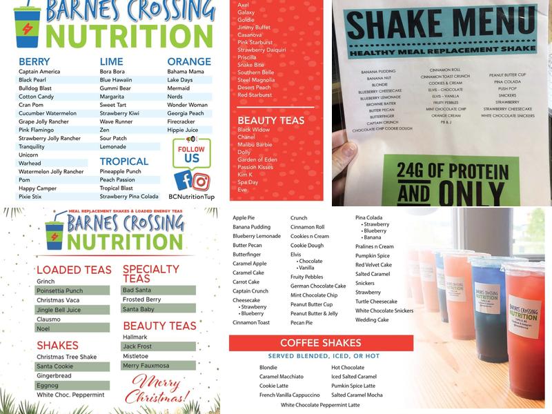 Barnes Crossing Nutrition Menu