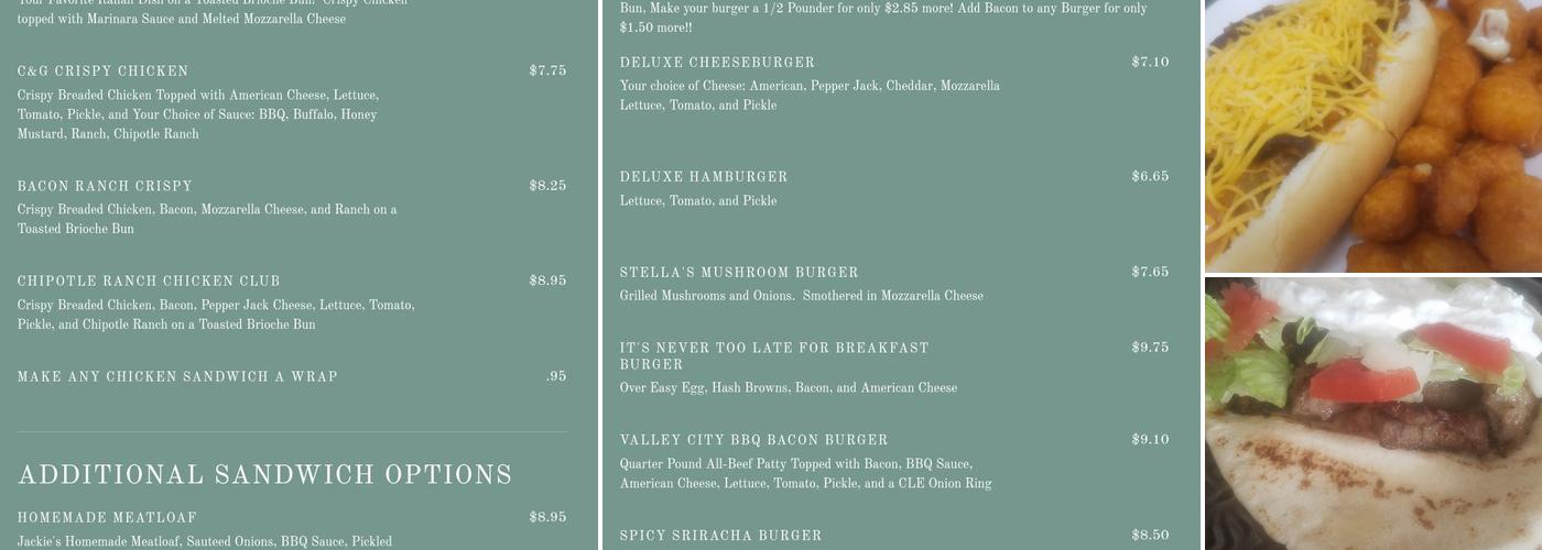 Valley City Chill and Grille Menu