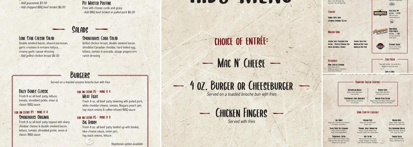 Billy Bones BBQ Menu