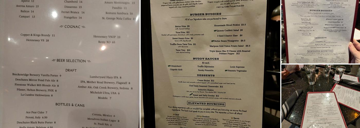 Butterfly Burger Menu
