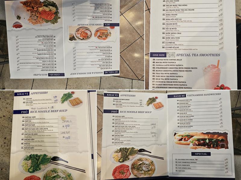 Pho Dung Menu