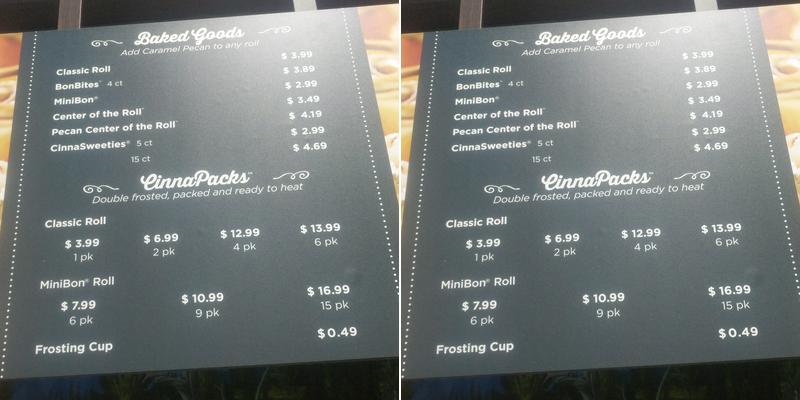 Cinnabon Menu