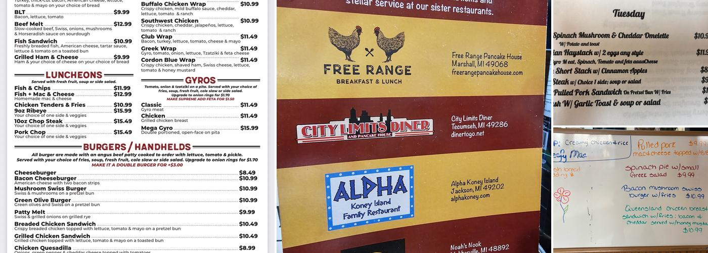 Free Range Pancake House Menu