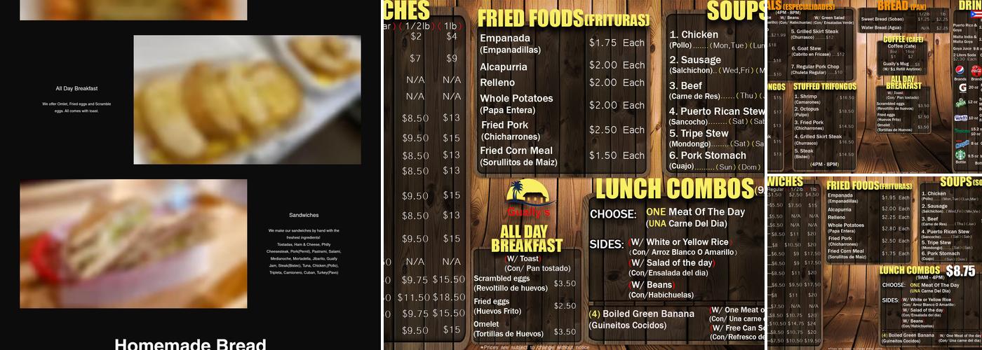 Gually’s Bakery & Restaurant Menu