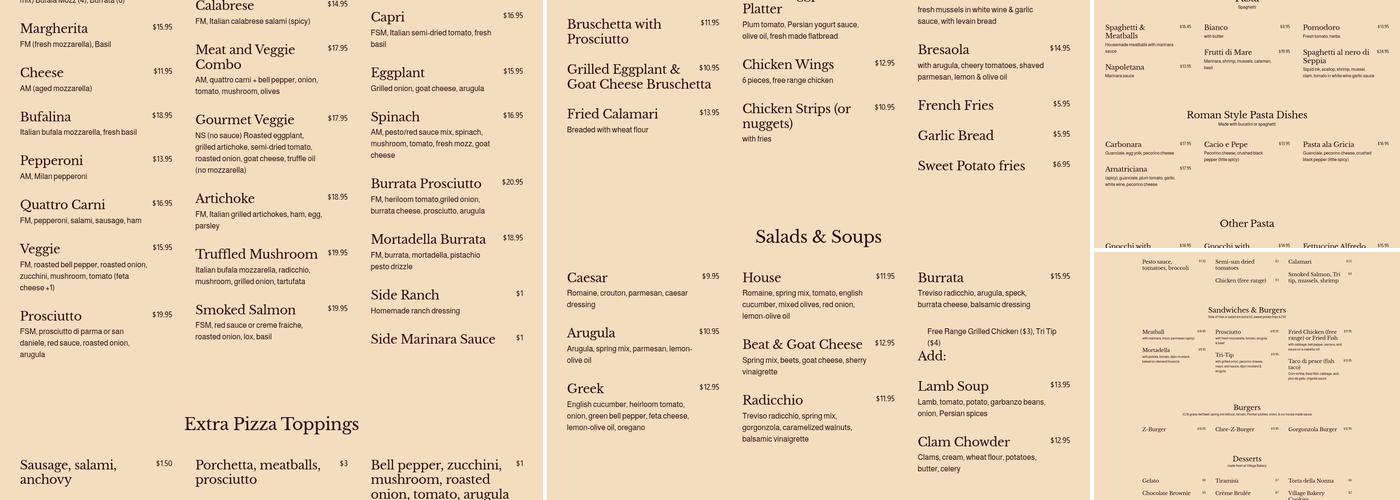 Pizza & Pints Menu