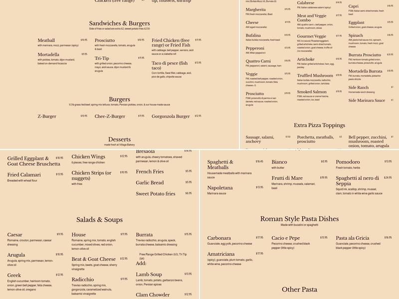 Pizza & Pints Menu