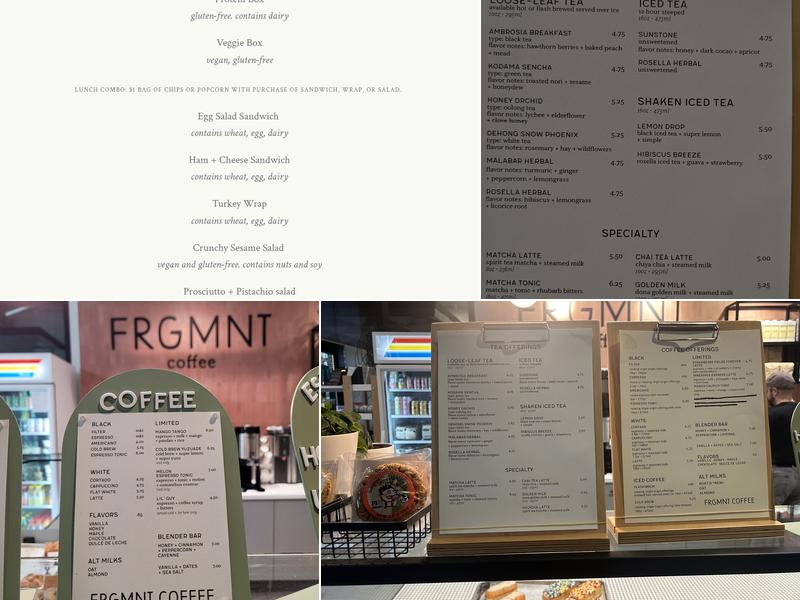 FRGMNT Coffee - North Loop Menu