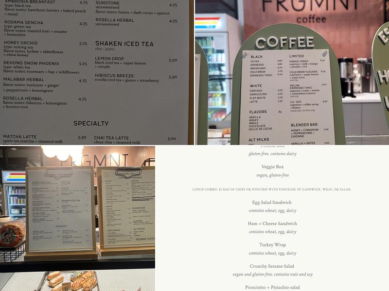 FRGMNT Coffee - North Loop Menu