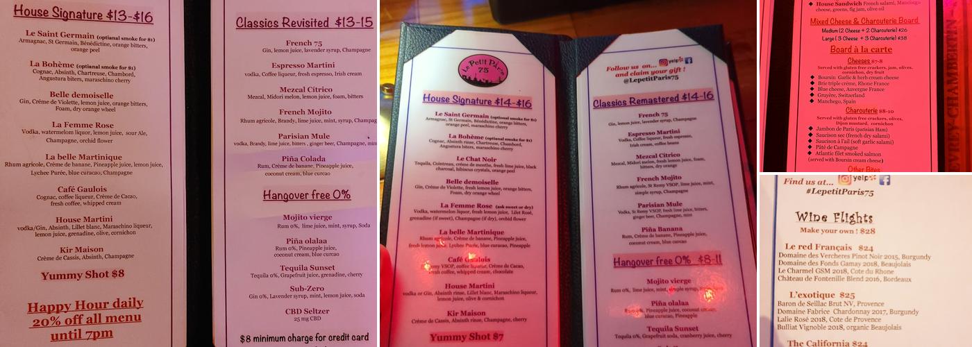 Paris 75 Menu